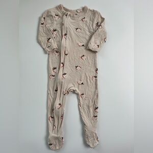 Coccoli Modal Beige Pink Footed Sleeper One Piece with Strawberry Print